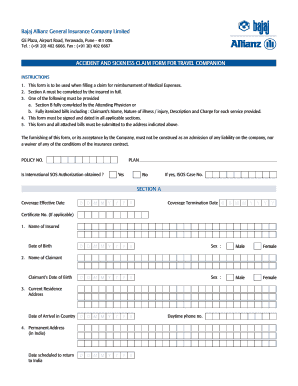 Bajaj Allianz Travel Insurance Claim Form