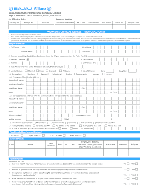 Bajaj Allianz Women's Critical Illness Proposal Form