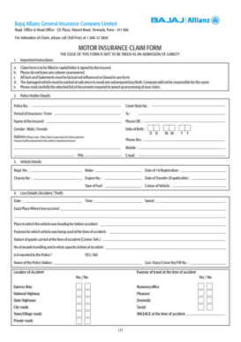 Bajaj Allianz Motor Insurance Claim Form
