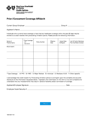 Prior Concurrent Coverage Affidavit