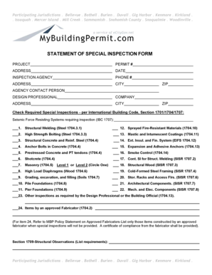 Washington State Special Inspection Form