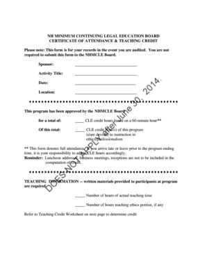 New Hampshire CLE Certificate of Attendance
