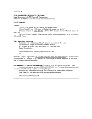 New Hampshire Nonprofit Compliance Checklist