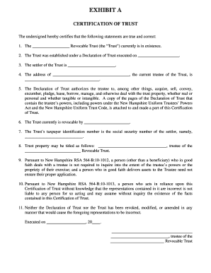 Certification of Trust Form