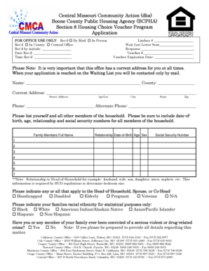 Section 8 Housing Choice Voucher Program Application