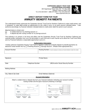 Carpenters Annuity Trust Fund Direct Deposit Form