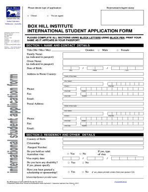 Box Hill Institute International Student Application Form