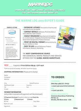 Marine Log 2009 Buyer's Guide Order Form