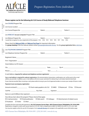 ALI CLE Program Registration Form
