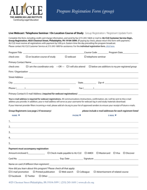 ALI CLE Group Registration Form