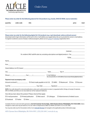 ALI CLE Order Form