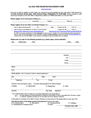 ALI-ABA Web Registration Order Form