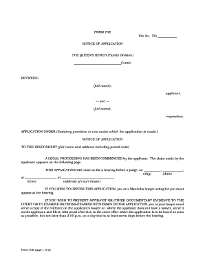 Form 70E Notice of Application