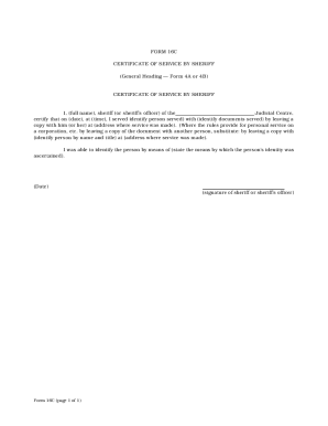 Certificate of Service by Sheriff