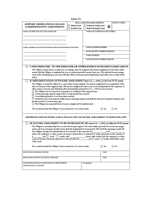 Massachusetts Support Order Status Change Form 7A