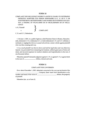 Complaint for Negligence