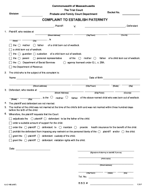 Complaint to Establish Paternity