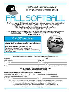 YLD Fall Softball Flyer - Orange County Bar Association - ocbar