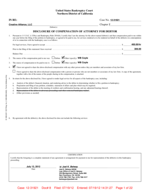 Disclosure of Compensation of Attorney for Debtor