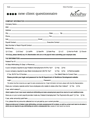 AccuPay New Client Setup Checklist