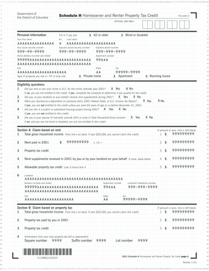 District of Columbia Homeowner and Renter Property Tax Credit