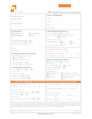 PMI Application for Insurance