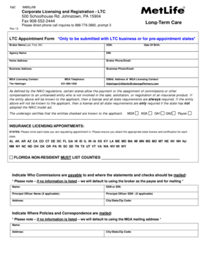 MetLife Long-Term Care Appointment Form