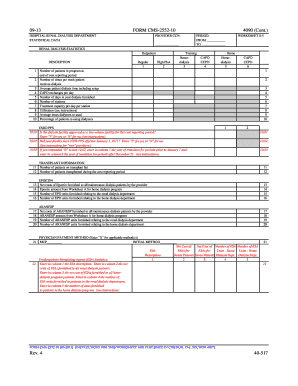CMS-2552-10 Renal Dialysis Statistics Form