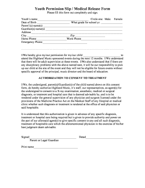 Printable medical release form - Youth Permission Slip / Medical Release Form - Comcast.net - home comcast