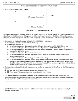 Certificate of Good Conduct