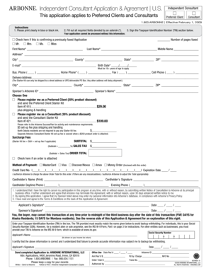 Arbonne Independent Consultant Application & Agreement
