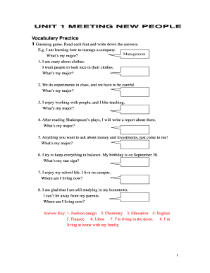 Vocabulary and Grammar Practice Worksheet
