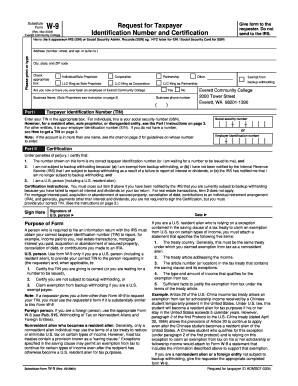 Form W-9 Request for Taxpayer Identification Number