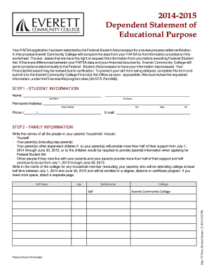 2014-2015 Dependent Statement of Educational Purpose