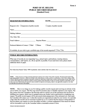 Port of St. Helens Public Records Request Form
