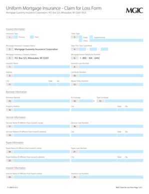Uniform Mortgage Insurance Claim for Loss Form