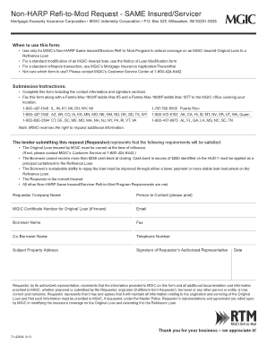 MGIC Non-HARP Refi-to-Mod Request Form