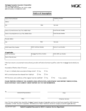 Mortgage Guaranty Insurance Corporation Notice of Assumption