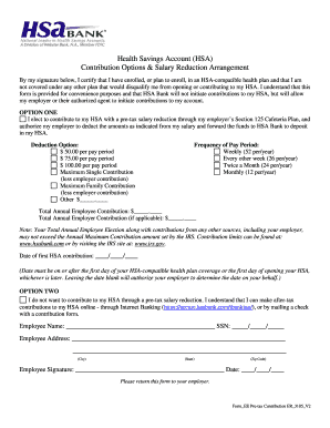 HSA Contribution Salary Reduction Form