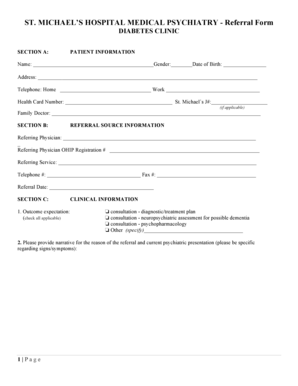 St. Michael’s Hospital Medical Psychiatry Referral Form