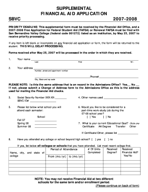 Supplemental Financial Aid Application