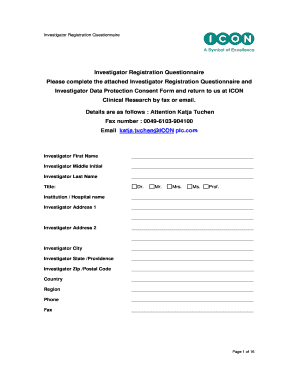 Investigator Registration Questionnaire