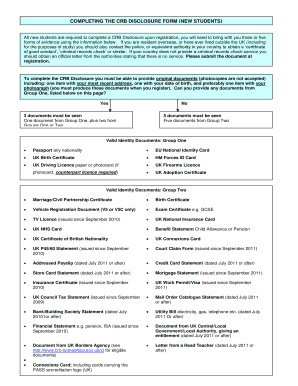 CRB Disclosure Form for New Students