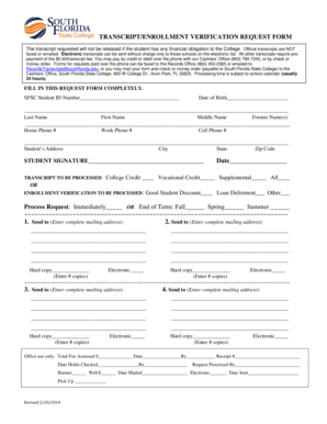 Transcript/Enrollment Verification Request Form