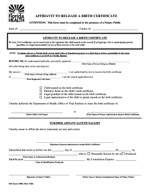 Affidavit to Release a Birth Certificate