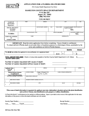 Florida Death Record Application