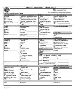 Water System Data Sheet Rule 64E-8