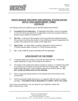 Florida Septic Tank Abandonment Permit Checklist