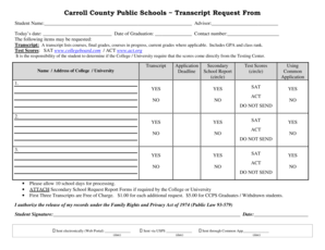Carroll County Public Schools Transcript Request Form
