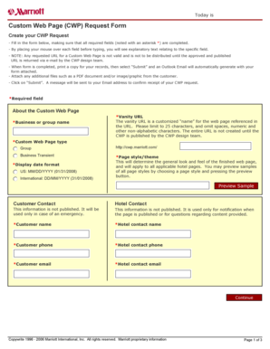 Custom Web Page Request Form